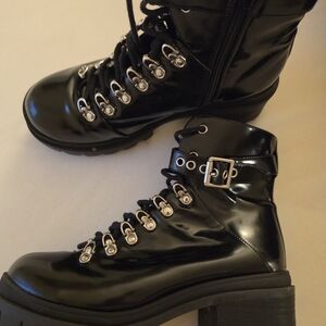 Jeffrey Campbell Glossy Black Combat Boots